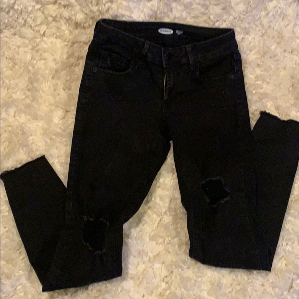 Old navy black stressed look stretchy pants size 0